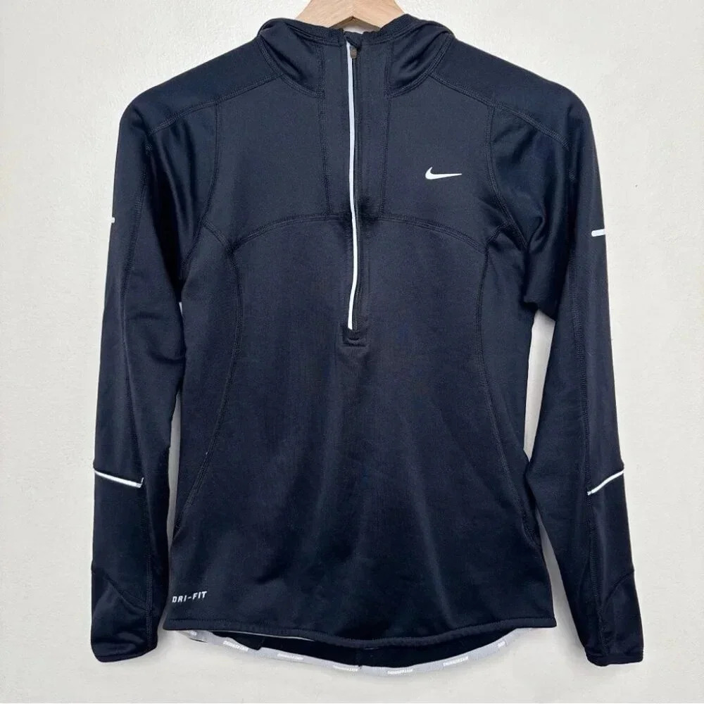 Nike Womens Xsmall Quarter Zip Dri Fit Fleece Lined Hooded Pullover